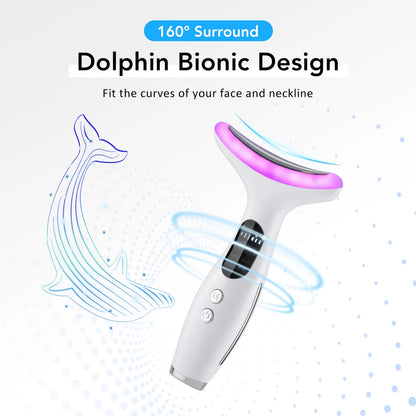 7 Colors LED Lights Neck Face Beauty Device EMS Vibration Massage Improve Neck Lines Anti Wrinkle Face Lifting Machine Tool