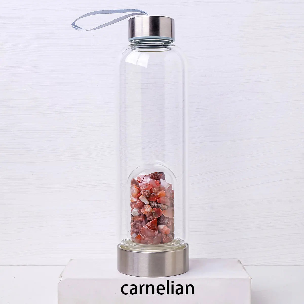 Natural Crystal Gravel Energy Healthy Water Cup Glass Water Bottle Elixir Healing Gemstone Quartz