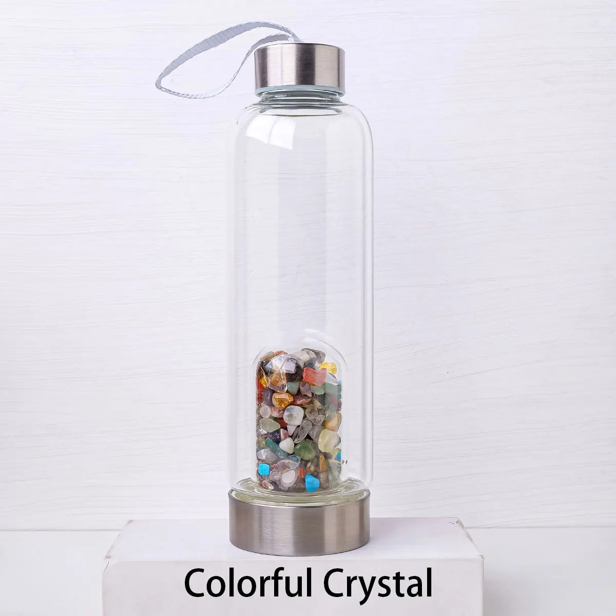 Natural Crystal Gravel Energy Healthy Water Cup Glass Water Bottle Elixir Healing Gemstone Quartz