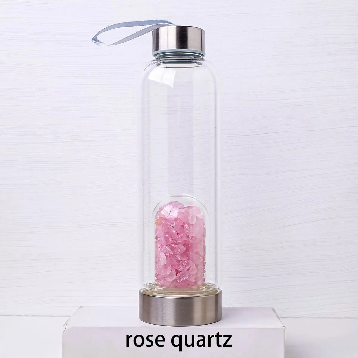 Natural Crystal Gravel Energy Healthy Water Cup Glass Water Bottle Elixir Healing Gemstone Quartz