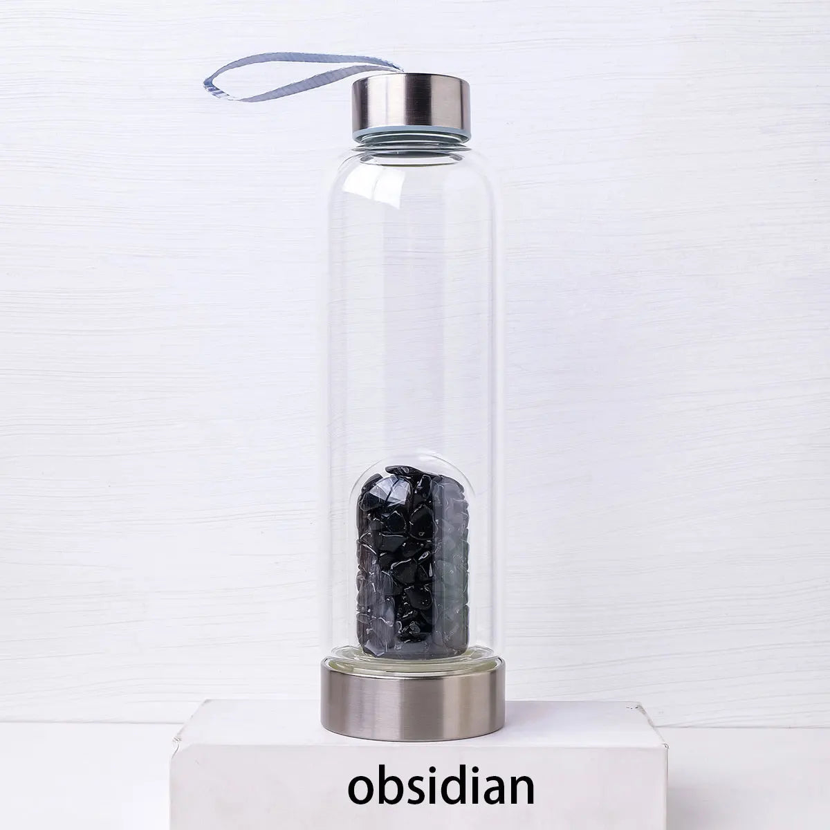 Natural Crystal Gravel Energy Healthy Water Cup Glass Water Bottle Elixir Healing Gemstone Quartz