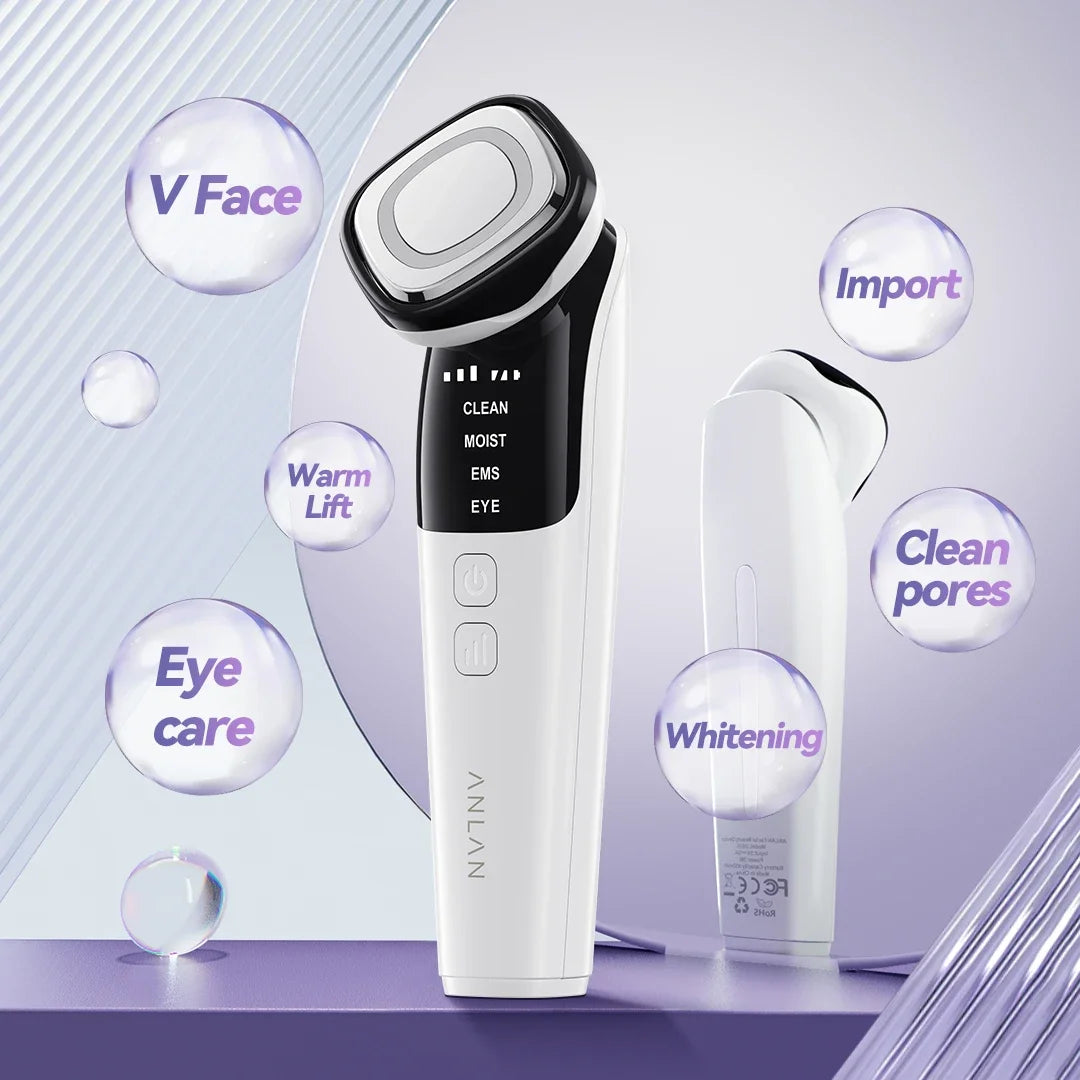 ANLAN EMS Facial Massager Face Lifting LED Photon Deep Cleaning Skin Wrinkle Removing Heat Vibration Skincare Beauty Device